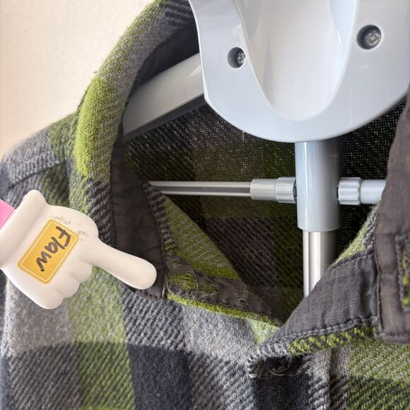 Melton Wintermaster Flannel VTG 50s Shirt L Green Gray Plaid Wool Blend Made USA - Picture 4 of 5